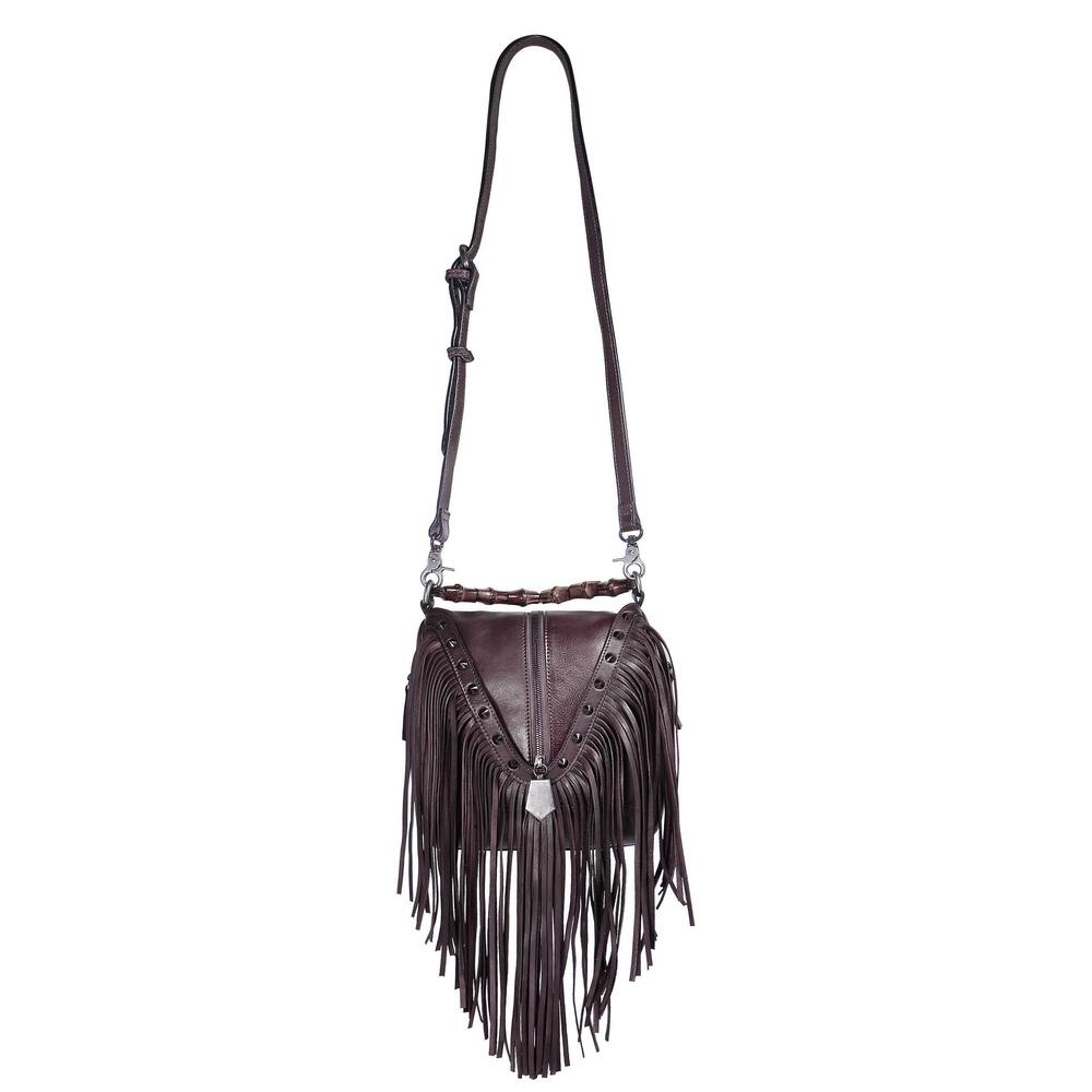 5137 Leather Bamboo Hand Strap Featured Fringe Bohemian Tassel Studed Cross - Picture 2 of 6